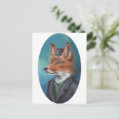 de heer Fox Briefkaart Animal Briefkaart Fox Art (Staand voorkant)