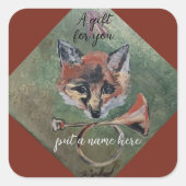 de heer Fox Vierkante Sticker (Voorkant)