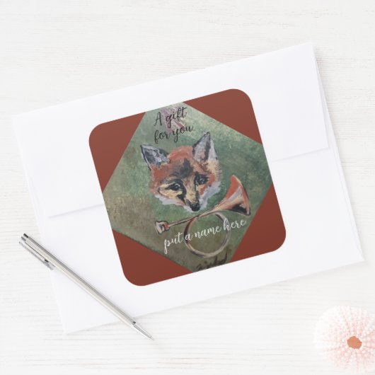 de heer Fox Vierkante Sticker (Envelop)