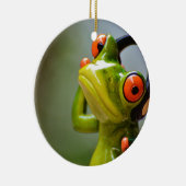De heer Frog met Headphones Ornament Round (Rechts)