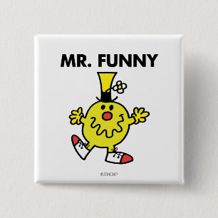 de heer Funny Funny Face Vierkante Button 5,1 Cm