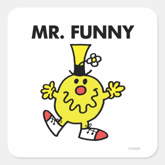 de heer Funny | Funny Face Vierkante Sticker (Voorkant)