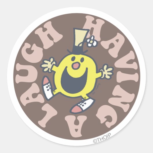 De heer Funny heeft een Laugh Ronde Sticker (Voorkant)
