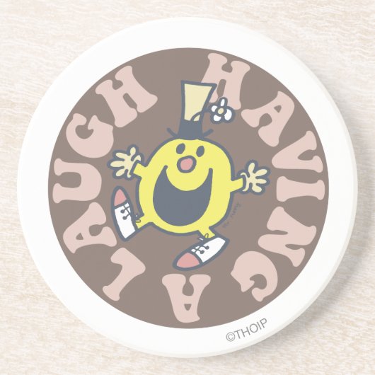 De heer Funny heeft een Laugh Zandsteen Onderzetter (Voorkant)