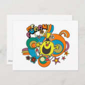 de heer Funny | Kleurrijke sterren en wervelkolom Briefkaart (Voorkant / Achterkant)