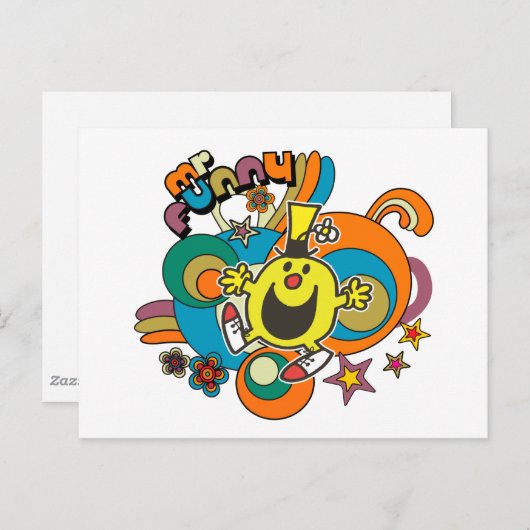 de heer Funny | Kleurrijke sterren en wervelkolom Briefkaart (Voorkant / Achterkant)