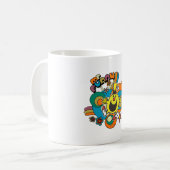 de heer Funny | Kleurrijke sterren en wervelkolom Koffiemok (Voorkant links)