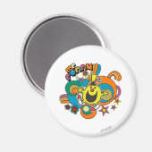 de heer Funny | Kleurrijke sterren en wervelkolom Magneet (Voorkant / Achterkant)