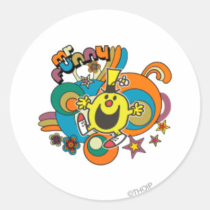 de heer Funny   Kleurrijke sterren en wervelkolom Ronde Sticker