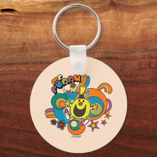 de heer Funny | Kleurrijke sterren en wervelkolom Sleutelhanger (Achterkant)