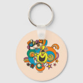 de heer Funny | Kleurrijke sterren en wervelkolom Sleutelhanger (Achterkant)