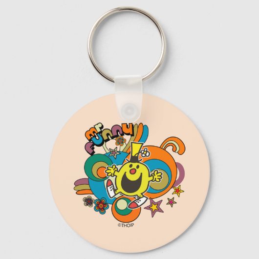 de heer Funny | Kleurrijke sterren en wervelkolom Sleutelhanger (Achterkant)