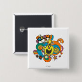 de heer Funny | Kleurrijke sterren en wervelkolom Vierkante Button 5,1 Cm (Voorkant /achterkant)