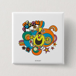 de heer Funny Kleurrijke sterren en wervelkolom Vierkante Button 5,1 Cm
