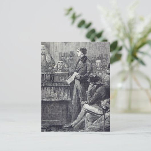 De heer Gladstone geeft zijn eerste toespraak Briefkaart (Staand voorkant)