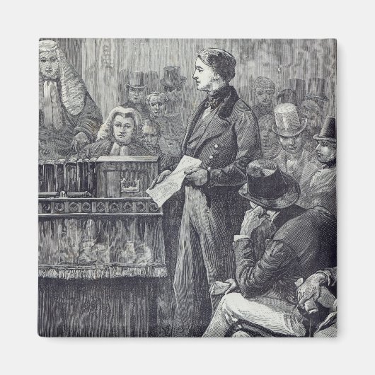 De heer Gladstone geeft zijn eerste toespraak Magneet (Voorkant)