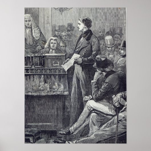 De heer Gladstone geeft zijn eerste toespraak Poster (Voorkant)