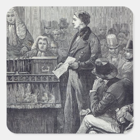 De heer Gladstone geeft zijn eerste toespraak Vierkante Sticker (Voorkant)