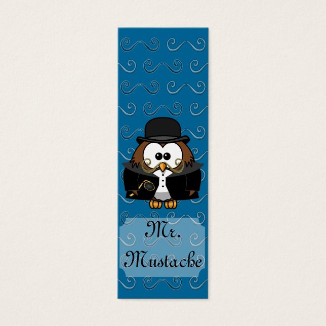 de heer Gold Mustache Owl Mini Visitekaartjes (Voorkant)