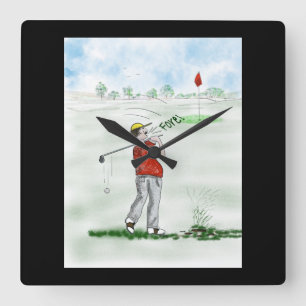 de heer Golf Wall Clock Vierkante Klok