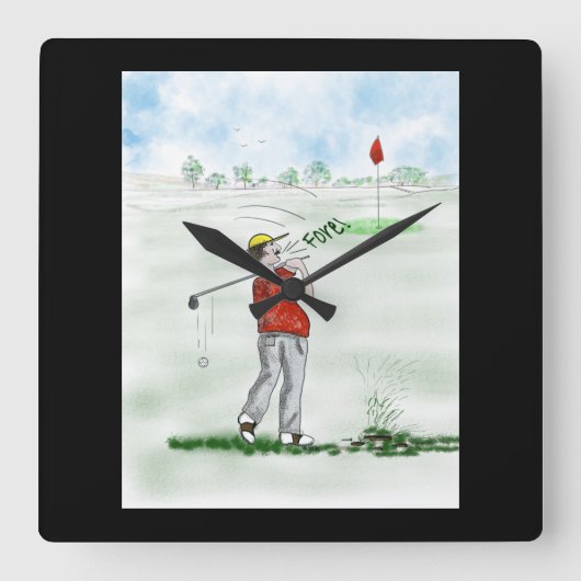 de heer Golf Wall Clock Vierkante Klok (Voorkant)