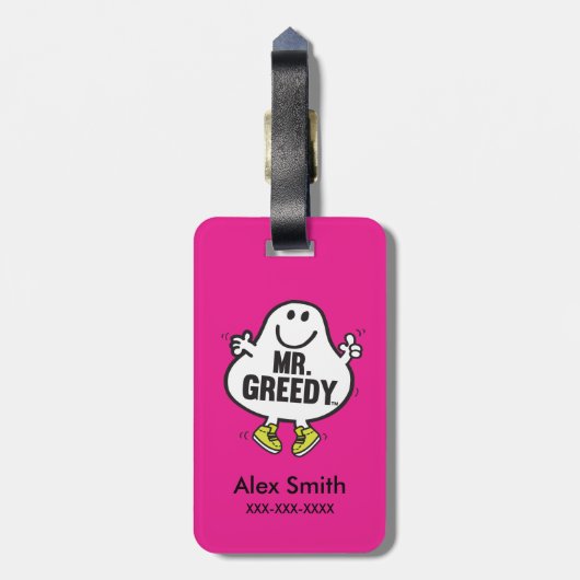 de heer Greedy Bagagelabel (Achterkant verticaal)