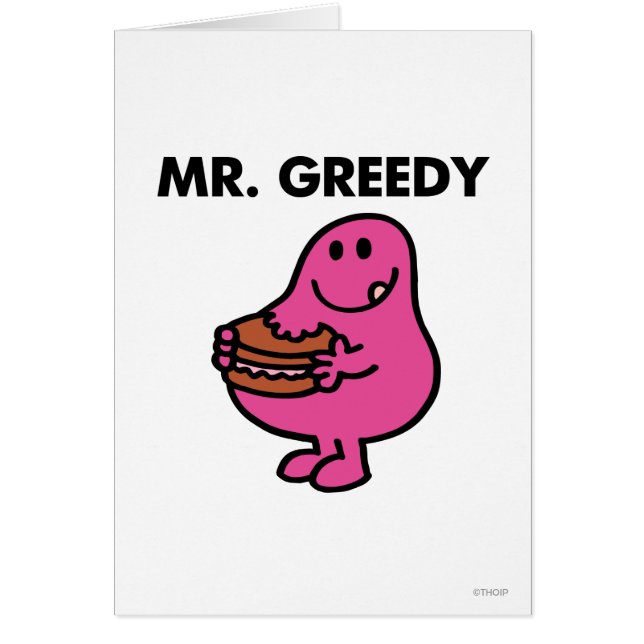 de heer Greedy Eating Cake (Voorkant)