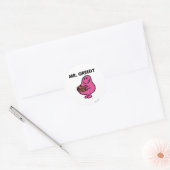 de heer Greedy Eating Cake Ronde Sticker (Envelop)