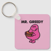 de heer Greedy Eating Cake Sleutelhanger (Voorkant)