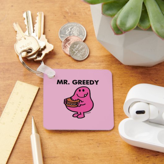 de heer Greedy Eating Cake Sleutelhanger (Bureau)