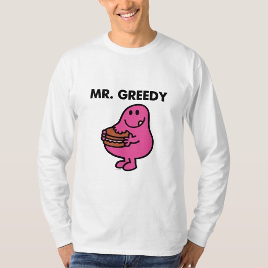 de heer Greedy Eating Cake T-shirt (Voorkant)
