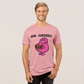 de heer Greedy Eating Cake Tri-Blend Shirt (Voorkant volledig)