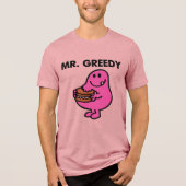 de heer Greedy Eating Cake Tri-Blend Shirt (Voorkant)