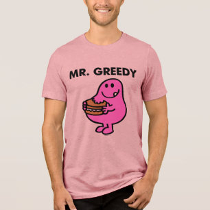 de heer Greedy Eating Cake Tri-Blend Shirt