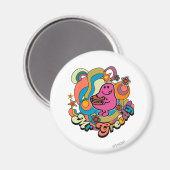 de heer Greedy | Kleurrijke zwenken en sterren Magneet (Voorkant / Achterkant)