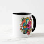 de heer Greedy | Kleurrijke zwenken en sterren Mok (Voorkant rechts)