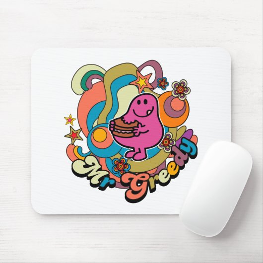 de heer Greedy | Kleurrijke zwenken en sterren Muismat (Met muis)