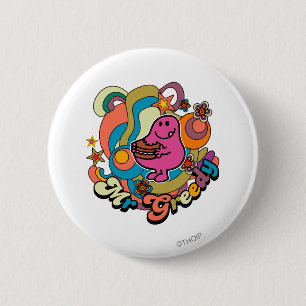 de heer Greedy Kleurrijke zwenken en sterren Ronde Button 5,7 Cm