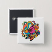 de heer Greedy | Kleurrijke zwenken en sterren Vierkante Button 5,1 Cm (Voorkant /achterkant)