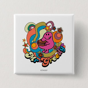 de heer Greedy Kleurrijke zwenken en sterren Vierkante Button 5,1 Cm