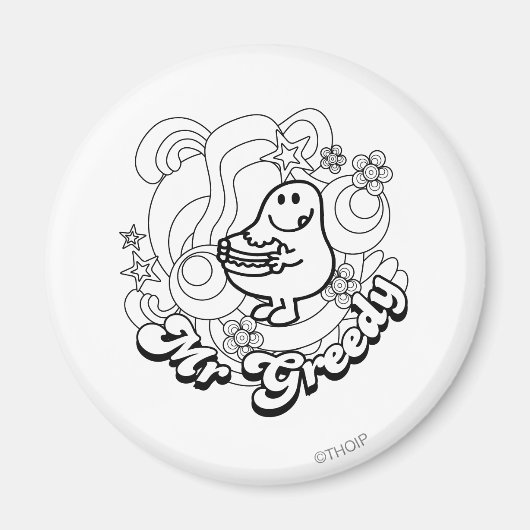 de heer Greedy | Zwart-witzwijn en sterren Magneet (Voorkant)