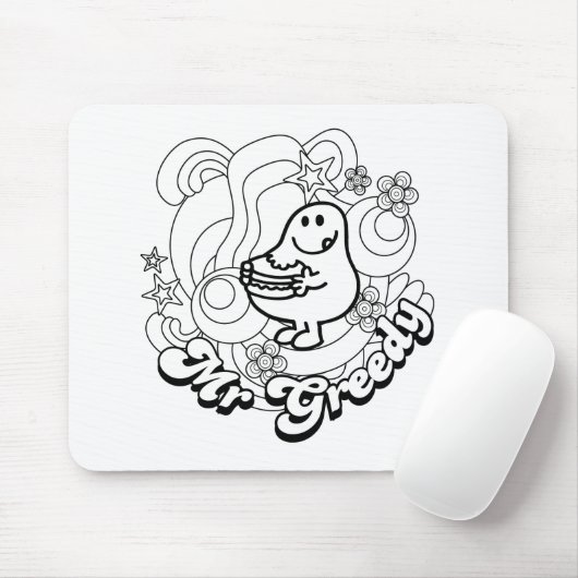 de heer Greedy | Zwart-witzwijn en sterren Muismat (Met muis)