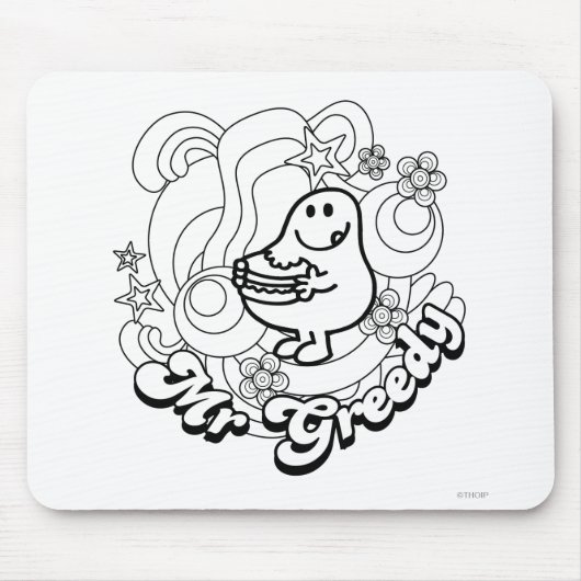 de heer Greedy | Zwart-witzwijn en sterren Muismat (Voorkant)