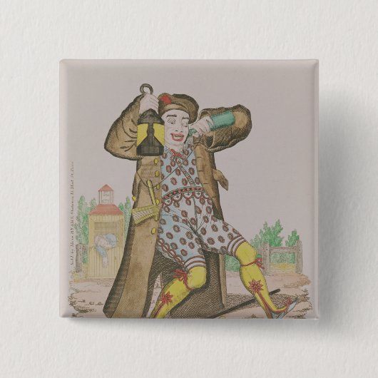 De heer Grimaldi als Clown, die de Vierkante Button 5,1 Cm (Voorkant)