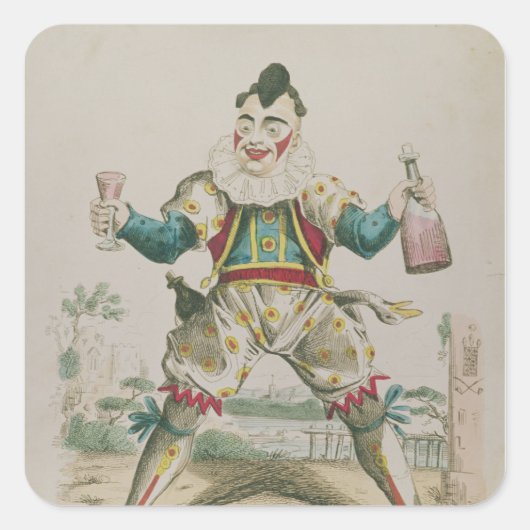 De heer Grimaldi als Clown Vierkante Sticker (Voorkant)