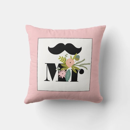 de heer groom Peachy Mustache Flora en Fauna Pillo Kussen (Achterkant)