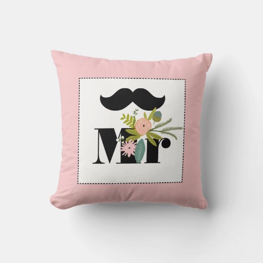 de heer groom Peachy Mustache Flora en Fauna Pillo Kussen (Voorkant)