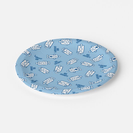de heer Grumpy | Blue Emotion Toss Pattern Papieren Bordje (Gekanteld)