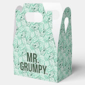 de heer Grumpy | Groene naam en tekentospatroon Bedankdoosjes (Geopend)