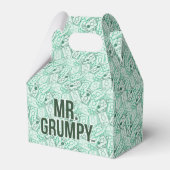 de heer Grumpy | Groene naam en tekentospatroon Bedankdoosjes (Voorkant Zijde)
